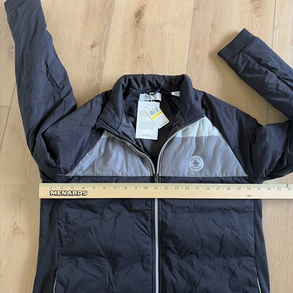 Original Penguin Golf Jacket Insulated Stripe Colorblock Black Medium Nwt